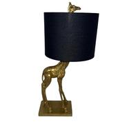 Gold Resin Standing Giraffe Sculpture Vintage Table Lamp with Black Linen Drum Shade | 54cm Height | 1 x ES E27 Lamp Bulb Required | UK Approved | High Definition Safari Scene