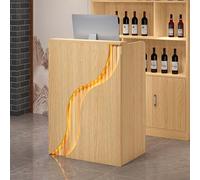 Gold Retail Checkout Counter with Storage Shelf Space-Saving Corner Reception Desk for Malls & Small Spaces Stylish Front Desk for Efficient Customer Service