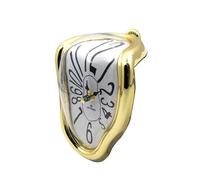 (Gold) Retro Plastic Wall Clock Creative Twist Roman Numeral Clock Living Room Personality Mute Melting Clock Home Decor