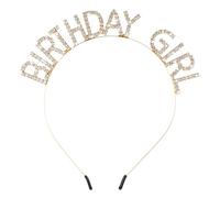 Gold Rhinestone Birthday Tiara Crown With Bling Hair Band for Women and Girls - Princess Sweet Hair Accessory for Christmas Decorations and Great Gifts