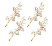 Gold Rhinestone Bridal Hair Clip Set, Elegant Leaf Wedding Hairpins Sparkly Clips Gold Bridal Hair Accessories for Women Crystal Barrettes for Brides, Bridesmaids, Special Occasions