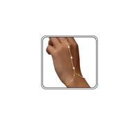 Gold Rhinestone Hand Chain Bracelet for Women Trendy Dainty Crystal Finger Ring Slave Bangles Long Cubic Zirconia Bracelet Birthday Wedding Jewelry, L, Alloy, no gemstone
