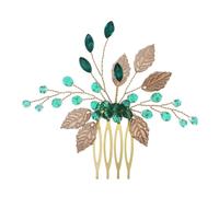 Gold Rhinestone Leaf Hair Comb Antique Hanfu Side Comb | Alloy Setting Crystal Accents, Easy to Wear and Keeps in Place, for Birthday and Prom Occasions
