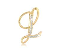 Gold Rhinestone Letter Brooch Initial Pin Crystal Alphabet Jewelry Personalized Monogram Sparkly Custom Letter Pin, L, Zinc, no gemstone