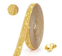 Gold Rhinestone Ribbon Roll - Self-Adhesive Glitter Stones, Bling Ornaments, Craft Rhinestones