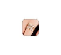 Gold Rhinestone Stackable Rings for Women Shiny Cubic Zirconia Stacking Ring Trendy Elegant Bride Wedding Promise Ring Jewelry Gifts Size 6 7 8 9 10, Copper, No Gemstone