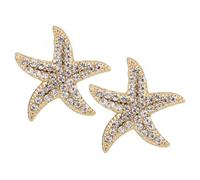 Gold Rhinestone Starfish Earrings, 1.38in Chic Boho Starfish Studs Appealing Earrings Summer Beach Stylish Ocean Earrings Jewellery Halloween Jewelry Gifts for Women Girls