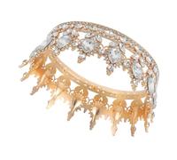 Gold Rhinestone Tiara Crown Headpiece for Wedding and Birthday | Zinc Alloy, Beautiful round Design, Practical Structure, Bride Piece, Tiara Gold