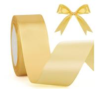 Gold Ribbon 40mm 23M Yellow Ribbon for Gift Wrapping Double Sided Satin Ribbons for Crafting Thick Car Ribbons for Prom Florist Bouquet Hair Bows Cake Birthday Wedding Christmas Party Decorations