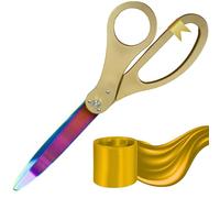 GOLD Ribbon Cutting Ceremony Kit - 25 Inch Gold Scissors for Grand Opening with Rainbow Blades and Golden Satin Ribbon for Special Events and Inauguration
