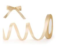 Gold Ribbon for Crafting, 10mm x 22 Metres/Roll, Solid Fabric Satin Ribbon for Gift Wrapping, Balloons, Crafts, Cake, Hair Bows Making, Coloured Ribbons for Wedding Party Decoration