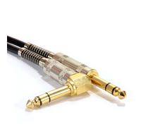 kenable GOLD Right Angle Stereo Balanced Jack 6.35mm Plugs Cable Lead 1m