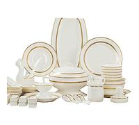 Gold Rim Ceramic Tableware Set Handmade Modern White China Ceramic L Tableware Set Suitable for Family Hotel Restaurant 60 Piece