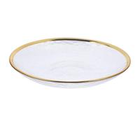Gold Rim Glass Dinner Plate, Round White Japanese Style Serving Dish
