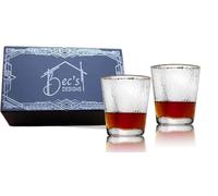 Gold Rim Whiskey Glasses in gift box 10oz Triangular Shaped Hammered Glass Bourbon Glasses Single Malt Scotch Old Fashioned Glass Drinking Glasses Set 2 Unique Whiskey Glasses Whiskey Gifts for Men