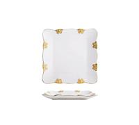 Gold-Rimmed Steak Plate Ceramic Western Breakfast Tableware Home Dining Dessert (Square Plate,6-inch)