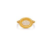 Gold Ring Sets for Women, Funny Engagement Ring Oval with Diamond 14K Yellow Gold Size H 1/2