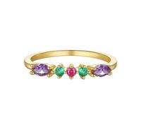 Gold Ring Sets for Women, The Promise Ring Round with Purple Marquise Shape Amethyst 14K Yellow Gold Size M 1/2
