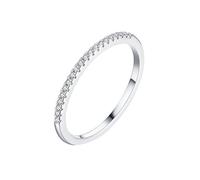 Gold Rings for Women 14K Real Gold Promise Ring, Wedding Band 585 White Gold with White Round Shape Moissanite Trendy Jewelry for Wife Size Q 1/2