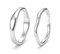 Gold Rings for Women Non Tarnish, Waterproof Chunky 14K Gold Plated Dainty Stackable Rings Trendy Statement Pinky Thumb Engagement Wedding Band Ring White Gold Plated P=54mm,US=8
