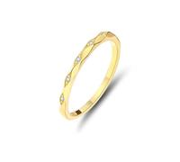 Gold Rings Unique, Promise Ring to Myself Stackable Dainty with Round Diamond 14K Yellow Gold Size I 1/2