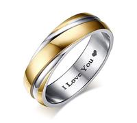 Gold Rings Women, Engagement Rings, 6MM Men Wedding Band Stainless Steel Twill Groove Promise Wedding Ring Size L 1/2