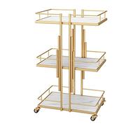 Gold Rolling Salon Storage Cart with Lockable Wheels 3-Tier Utility Shelves Bathroom Trolley for Beauty Spa Cosmetology Tattoo Manicure Facial Tool Station