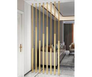 Gold Room Divider Curtain Panel - 8 Pack Free Standing Privacy Screen for Living & Bedroom, Easy Install No Drilling, Complete Kit, 80cm/31.5in/2.62ft