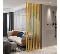 Gold Room Divider, Entrance Decor Privacy Screen, Floor to Ceiling Partition Post for Hallway Living Room Workplace, Space Separator 5/8 Pcs Metal Slats(8pcs-A,190cm/75in/6.2ft)