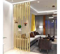 Gold Room Divider, Partition Screen for Floor to Ceiling Privacy, Freestanding Paravent Separator for Home Office Decor Column, Creative Entrance Metal Slats, 5/8 Pcs(5pcs-B,180cm/71in/5.9ft)