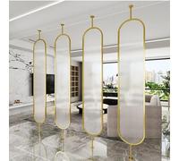 Gold Room Divider Post - 4-7 Ft Tall Metal Partition Walls for Home Office Bedroom - 4 Panel Standing Screen (130x30cm/51.2x11.8in) for Space Separation