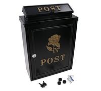 Gold Rose Letter Post Mail Box Metal Black Wall Door Gate House Lockable