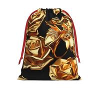 Gold Rose Pattern Christmas Drawstring Bags Gift Wrapping Bag Small Gifts Candy Jewelry Wedding Wrap Bag