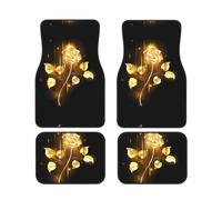 gold rose Printed car floor mats, front and rear, 4-piece set suitable for most cars, trucks, and vans