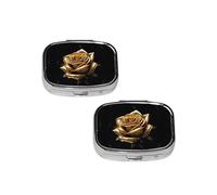 Gold Rose Square Mini Medicine Box, Lightweight to Carry, Durable and Long-Lasting