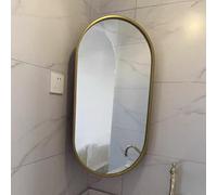 Gold Rotatable Corner Bathroom Mirror Oval HD Decorative Wall Mirror with Stand ExplosionProof Aluminum Alloy Frame Diagonal Swivel Design (Size: 35x60cm)