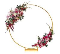 Gold Round Balloon Arch Kit 2.4M Wedding Metal Garden Arch Wrought Iron Circle Backdrop Frame Stand for Outdoor Party Decorations Ideal for Weddings & Events