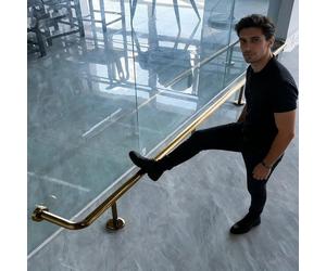 Gold Round Bar Foot Railing Kit 1 1.5 2 2.5 3 m, Brushed Footrest Shelf Rail Stainless Steel, Easy-Install Floor Bar for Pub Counter Commercial(58in(147cm))