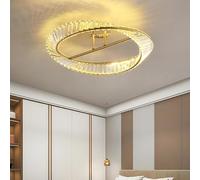 Gold Round Crystal Ceiling Lights, Dimmable LED Crystal Ceiling Lamp, Flush Mount Ceiling Lights, Modern Luxury Ring Close to Ceiling Lights Gold Bedroom Lighting Fixture,Hanging Lights