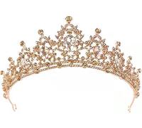 Gold Round Crystal Tiaras and Crowns, Tiaras Rhinestones Wedding Headband Tiara, Crystal Hair Ornament Crown for Bridesmaids, Flower Girls, Performers The shape is exquisite and the costume is perfect