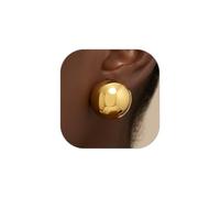 Gold Round Earrings for Women Gold Silver Chunky Wide Round Stud Earring Geometric Circle Silver Gold Earrings Trendy Thick Lightweight Golden Earring for Women, L, Metal, No Gemstone