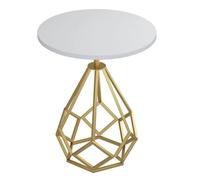 Gold Round End Table: Marble Side Table With Marble Texture Natural Stone Patterns Modern White Bedside Nightstand, Metal Frame Accent Table For Living Room, Bedroom(Size:50x50x62cm,Color:white)