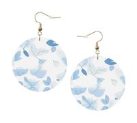 Gold Round Leather Earrings, Hand-Painted Floral Line Fashion Teardrop Dangle Hoop Earring Set, Women Accessories Jewelry Gifts