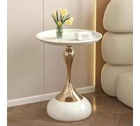 Gold Round Pedestal Side Table - Elegant Cocktail & Drink Table for Living Room and Small Spaces, Versatile Bedside Coffee Table