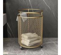 Gold Round Rolling Laundry Basket with Wheels Metal Hamper for Bedroom & Bathroom Durable Dirty Clothes & Towels Storage Bin Stylish & Functional Home nizer