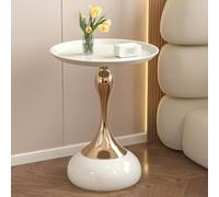 Gold Round Side Table with Pedestal - Stylish Cocktail & Drink Table for Living Room Small Spaces Bedside Nightstand Modern Home Decor