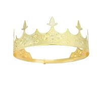 Gold Royal King Crown and Tiara Prince Crowns Full Round Tiaras for Birthday Party Cosplay Halloween Gifts Medieval Headpiece for Men/Women Costume & Cosplay Accessories