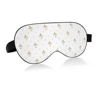 Gold Royal Lilies Seamless Fleur De Lis Floral Style on White Adjustable Sleep Mask Lightweight Blindfold with Fashion Patterns Elastic Hidden Strap Relaxing Light Block 9.45 x 3.9 inch