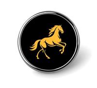 Gold Running Horse Round Badge Pin Metal Memorial Brooch Button Lapel Pins for Backpack Wedding