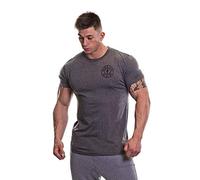 Gold’s Gym GGTS001 Mens Basic Left Chest Muscle Joe Print Logo Crew Neck T-Shirt, Army Marl/Orange, M
